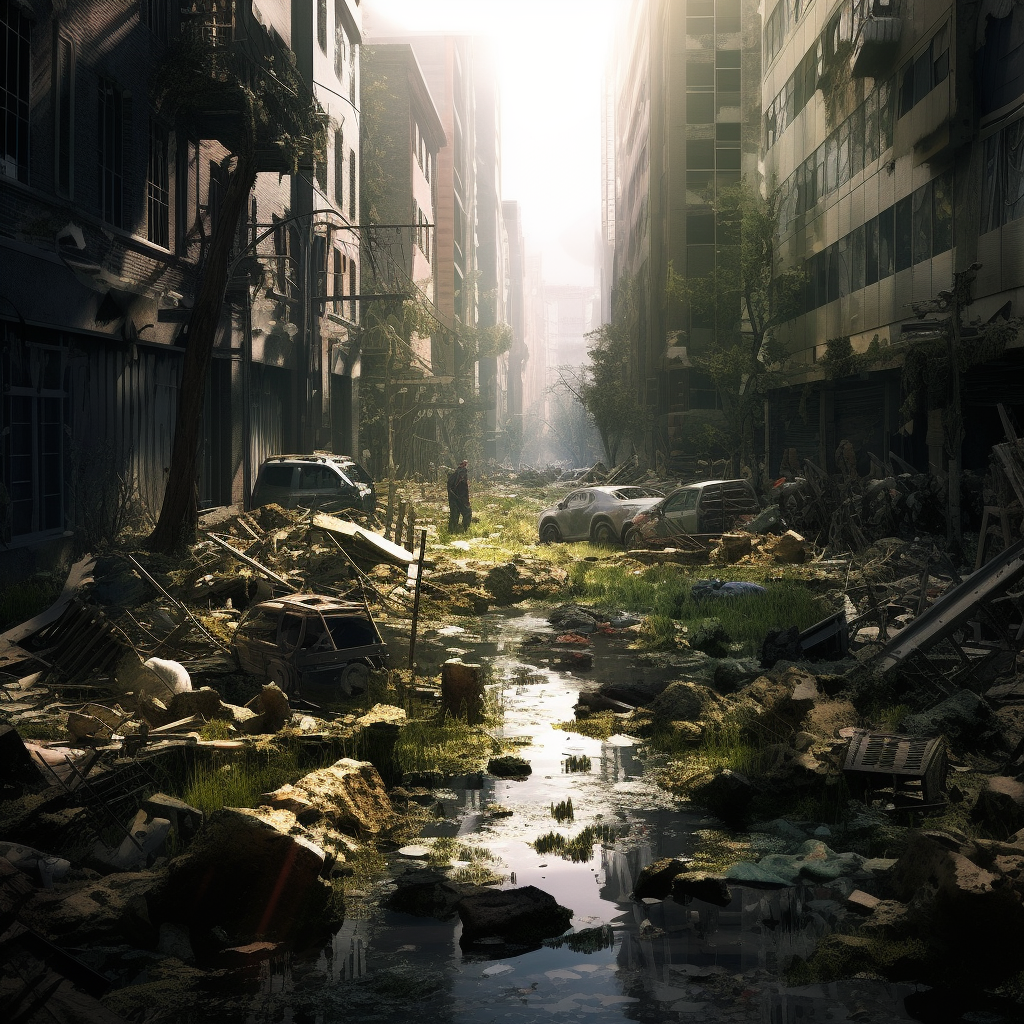 Post-Apocalyptic City with Sick People