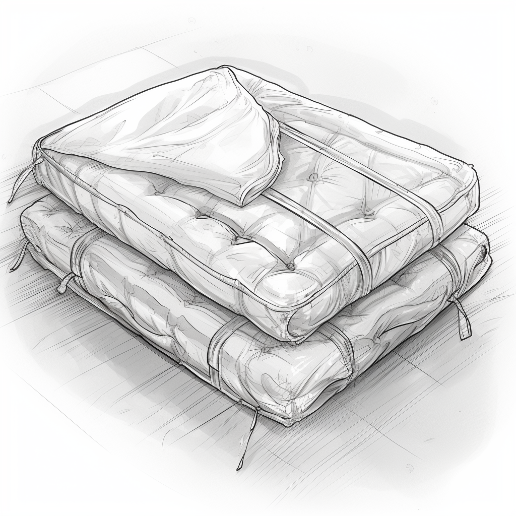 Instructional illustration of mattress in clear bag