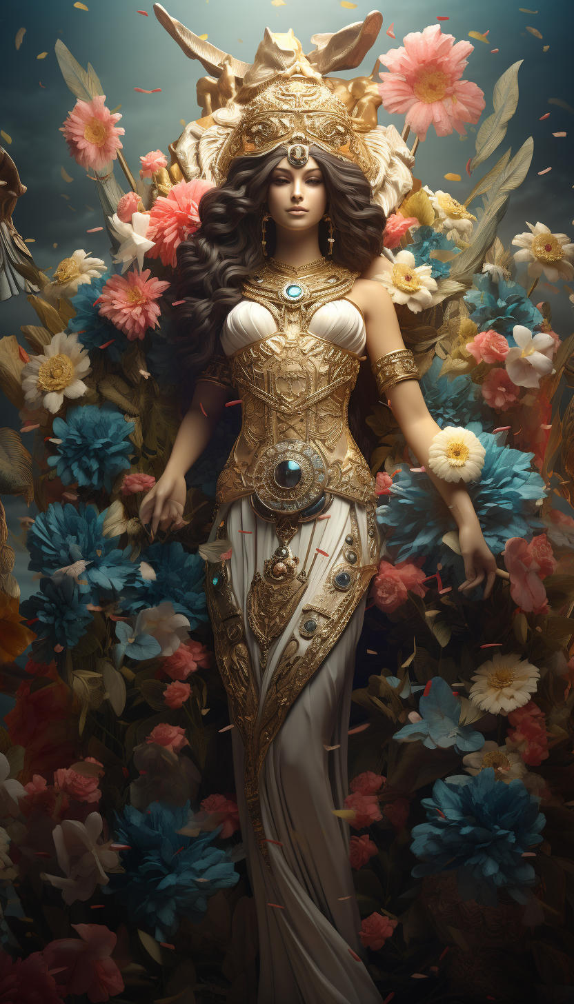 Cleopatra in flower dress hero art