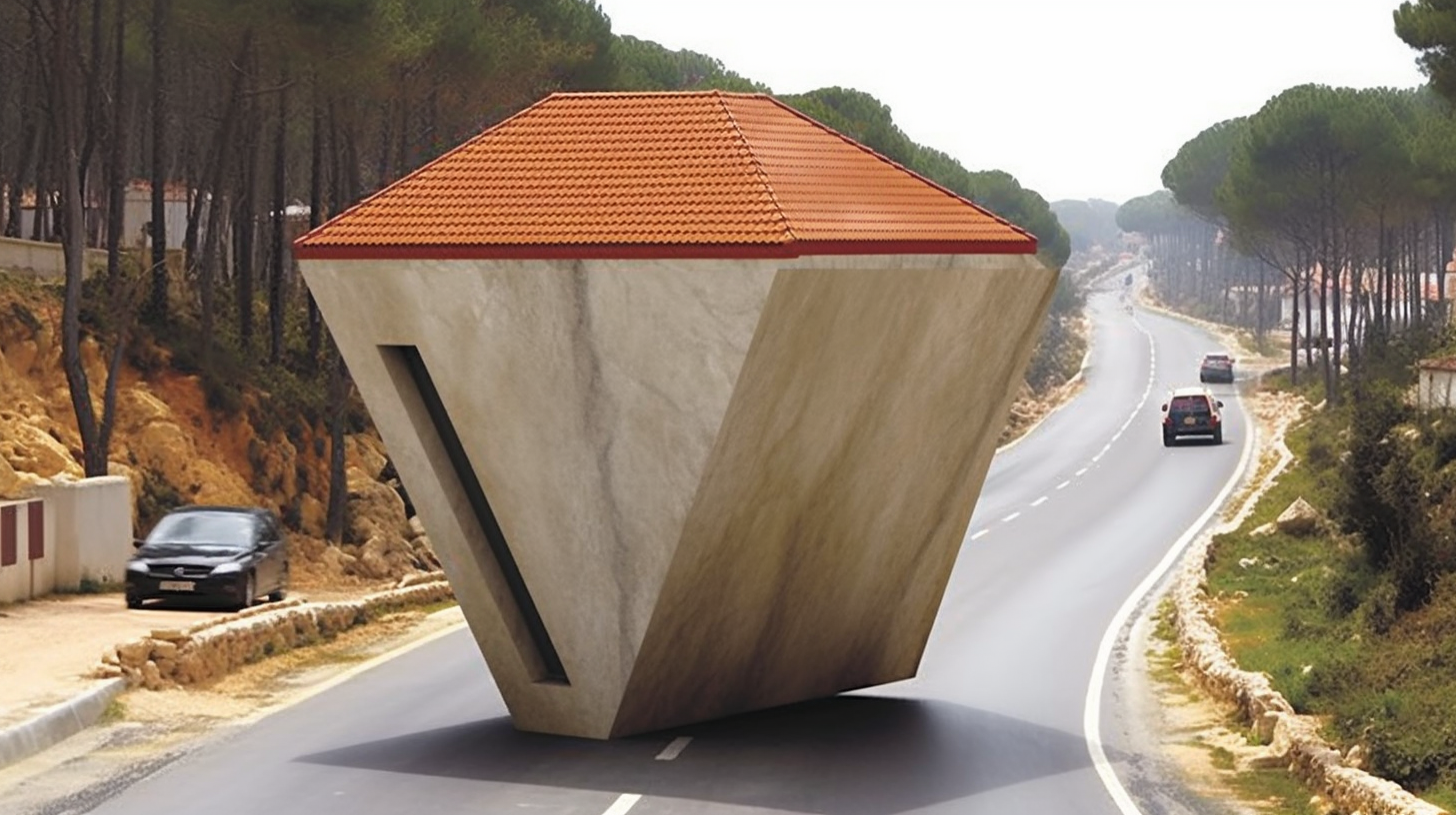 Cube house nestled in cliff