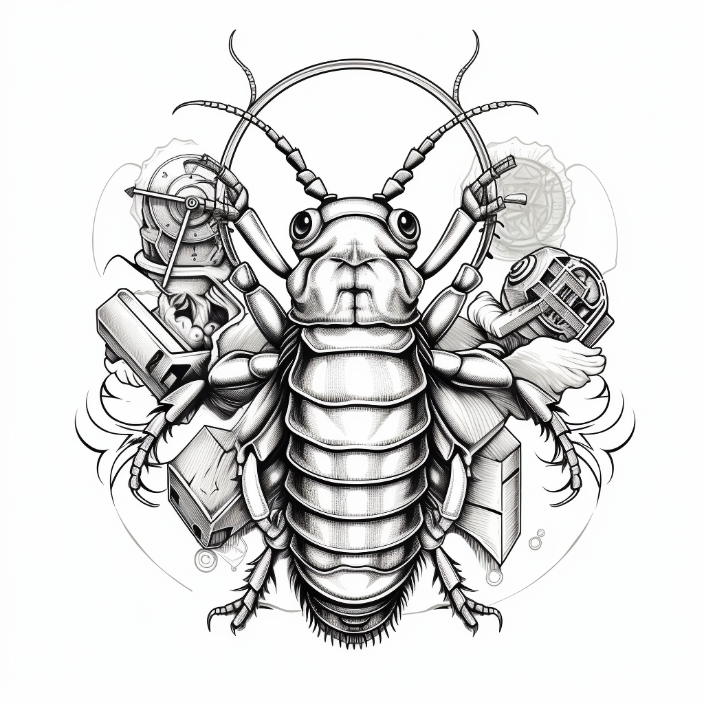 Black and white cockroach military tattoo flash