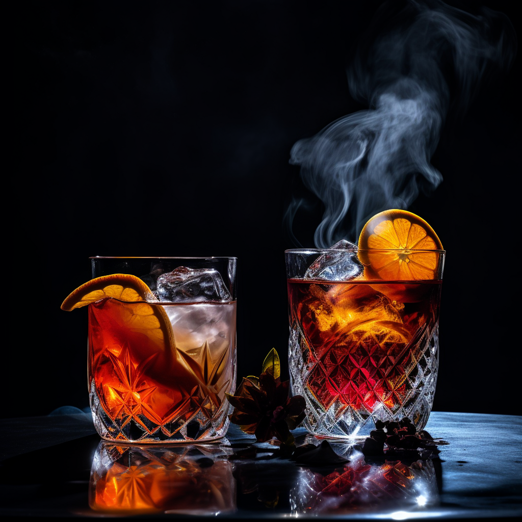 Two Appealing Cocktails on Black Background