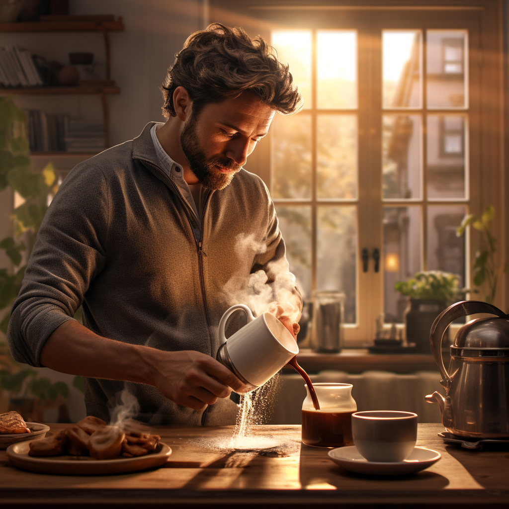 Man pouring coffee into cup