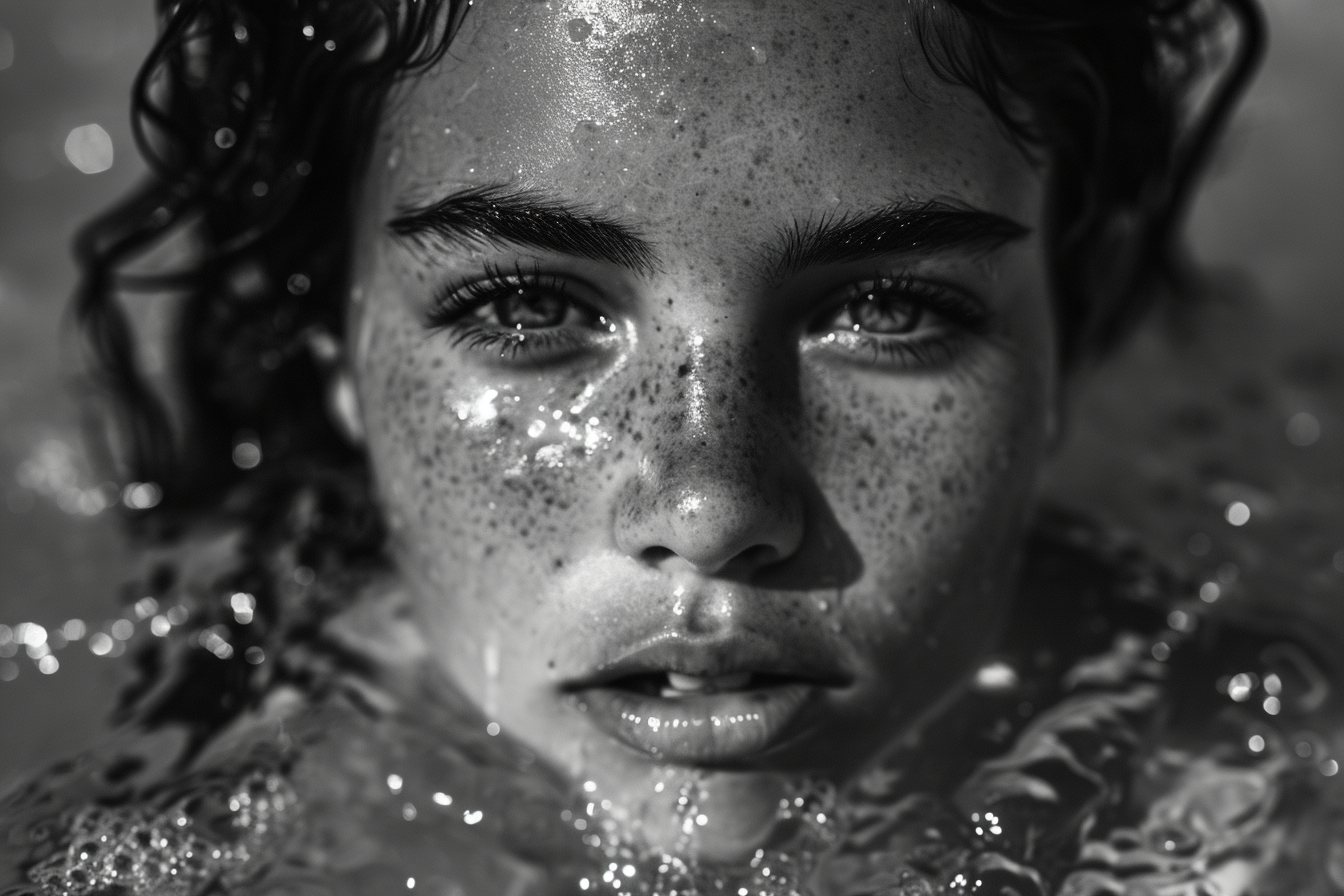 Colombian woman with beautiful freckles and curly hair