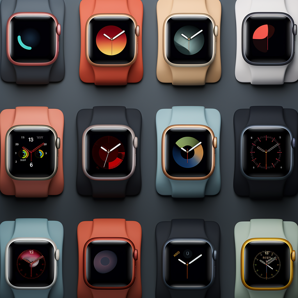 Variety of Apple Watches in Different Colors