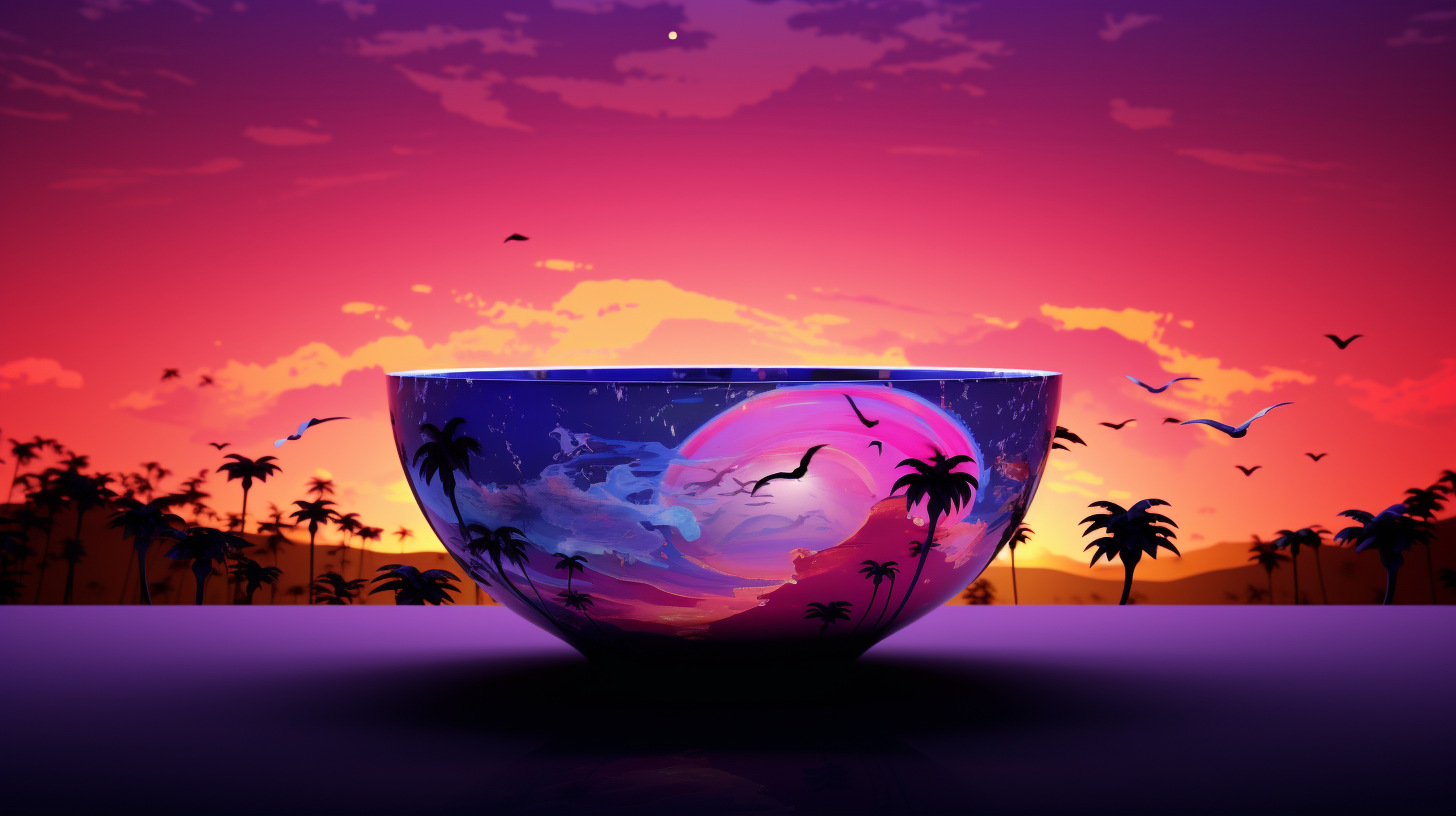 Colorful Christmas Bowl Illustration in Purple Sky