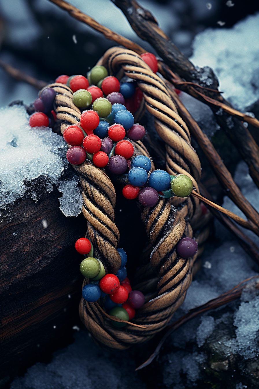 Vibrant Climbing Rope in Winter Wonderland