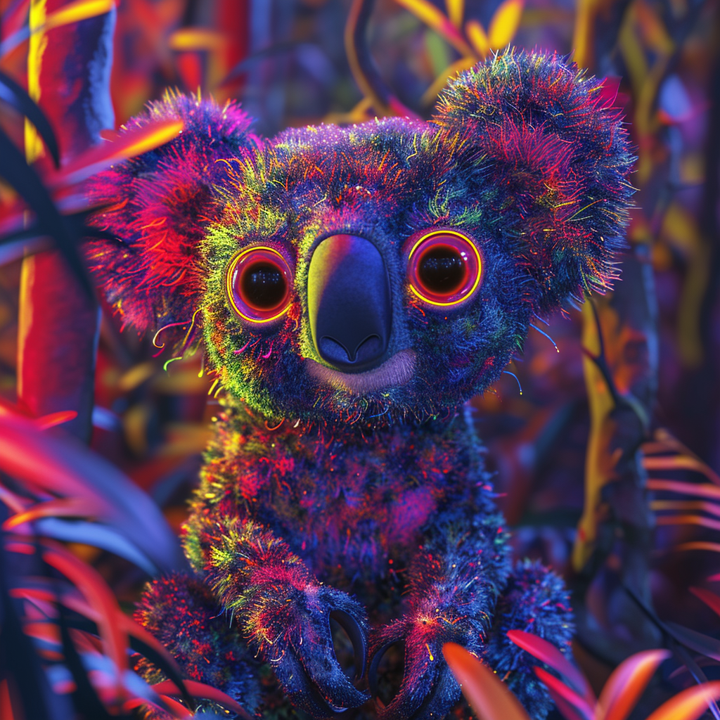 Colorful Koala in Luminous Jungle