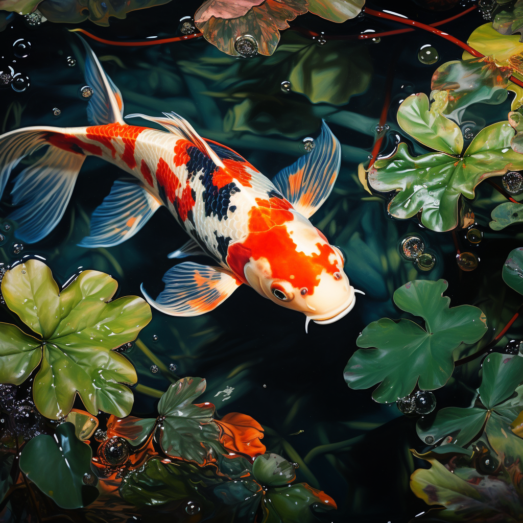 Close-up of Vibrant Koi Fish in Clear Water