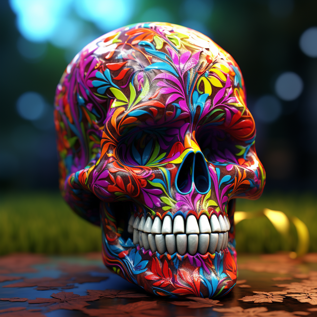 Realistic colorful skull with shadows