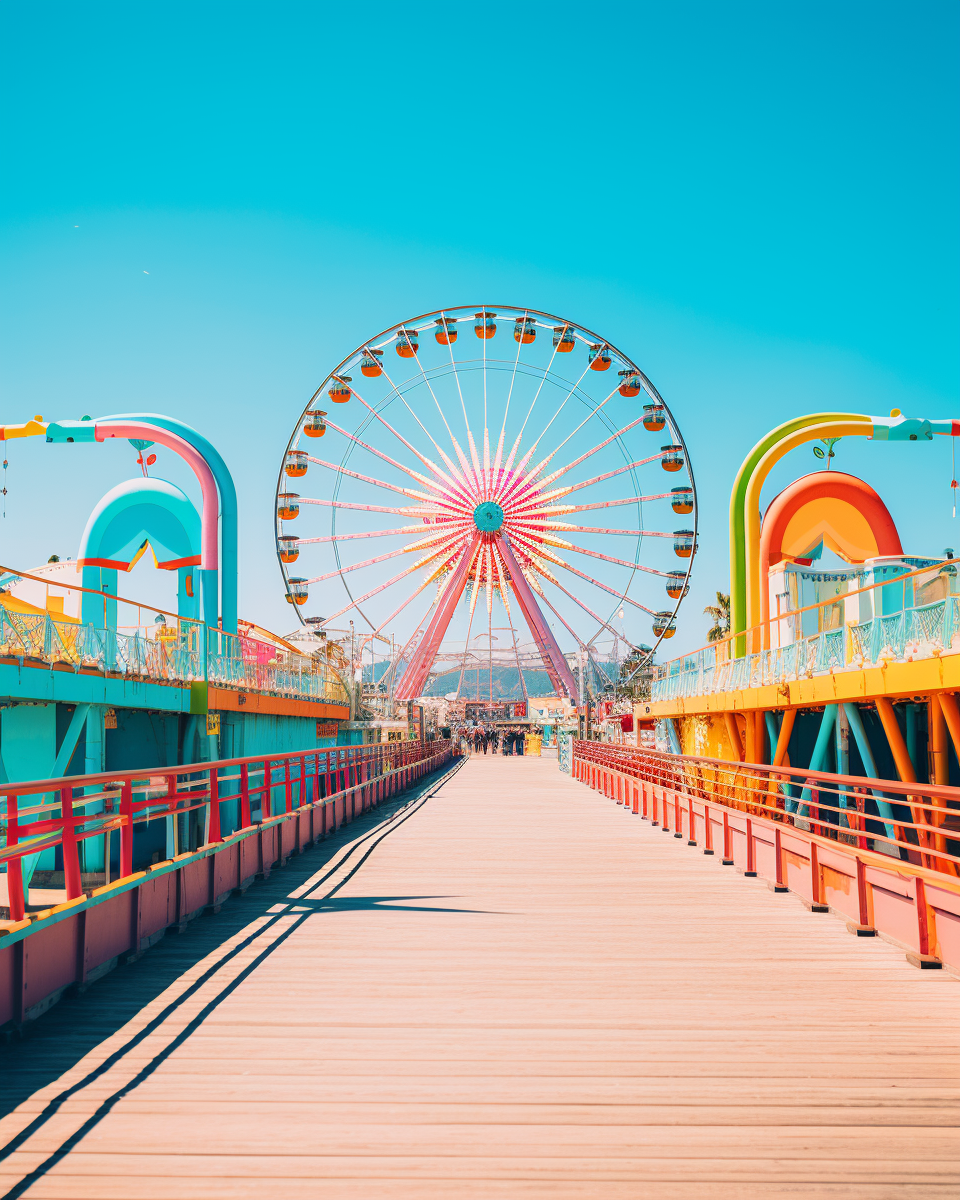 Comic book style Santa Monica Pier