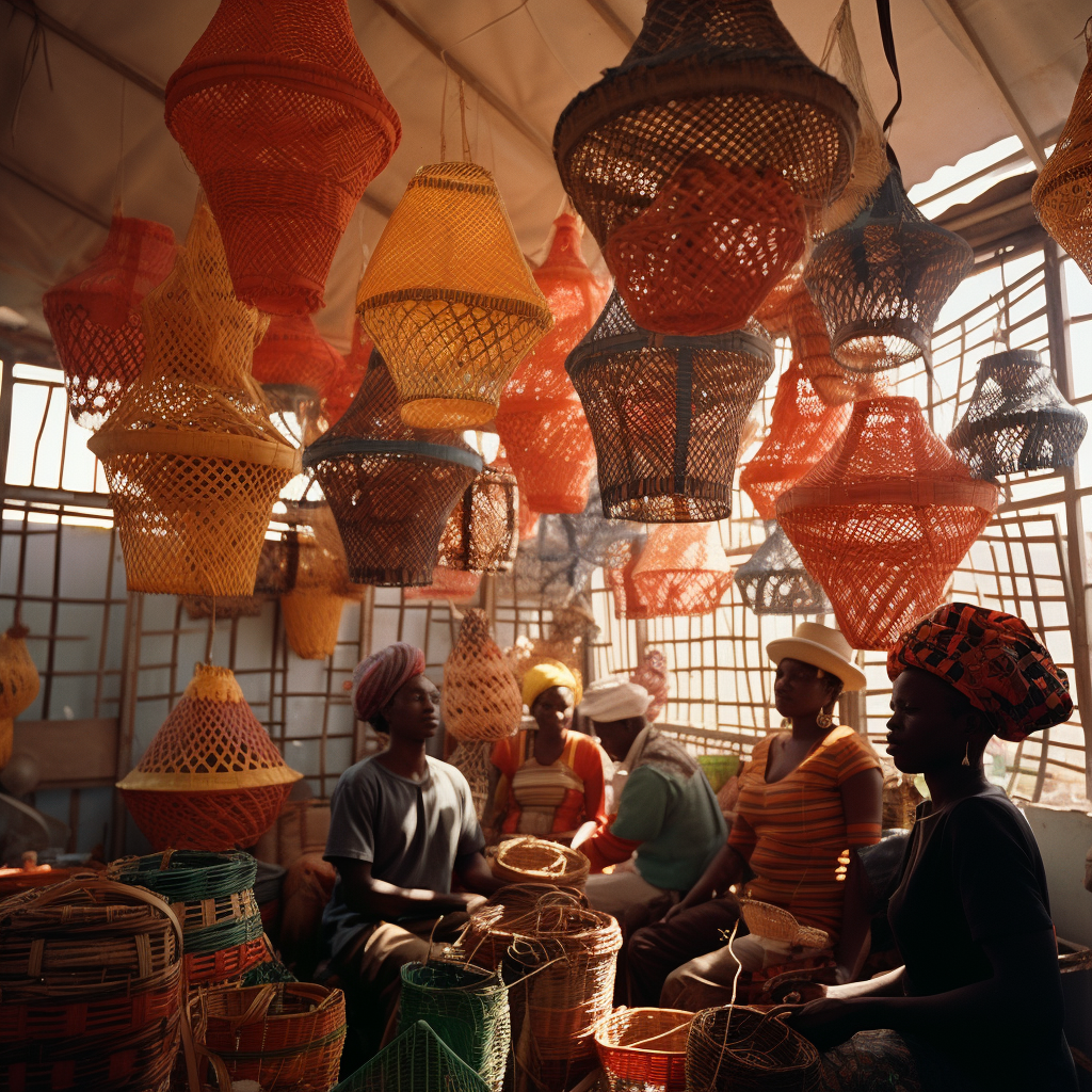 Colorful African Basket Weaving Artwork