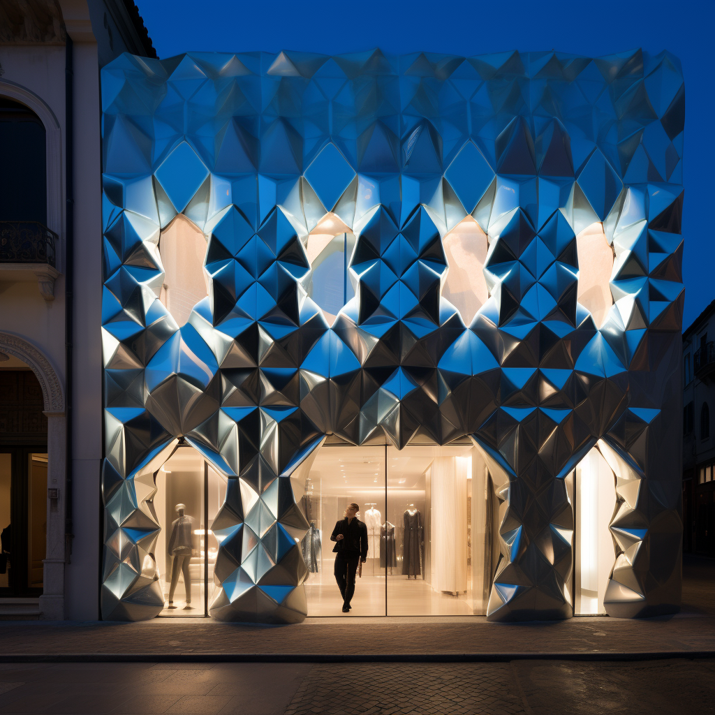 Nighttime Exterior View Concept Palace Venice Store Facade