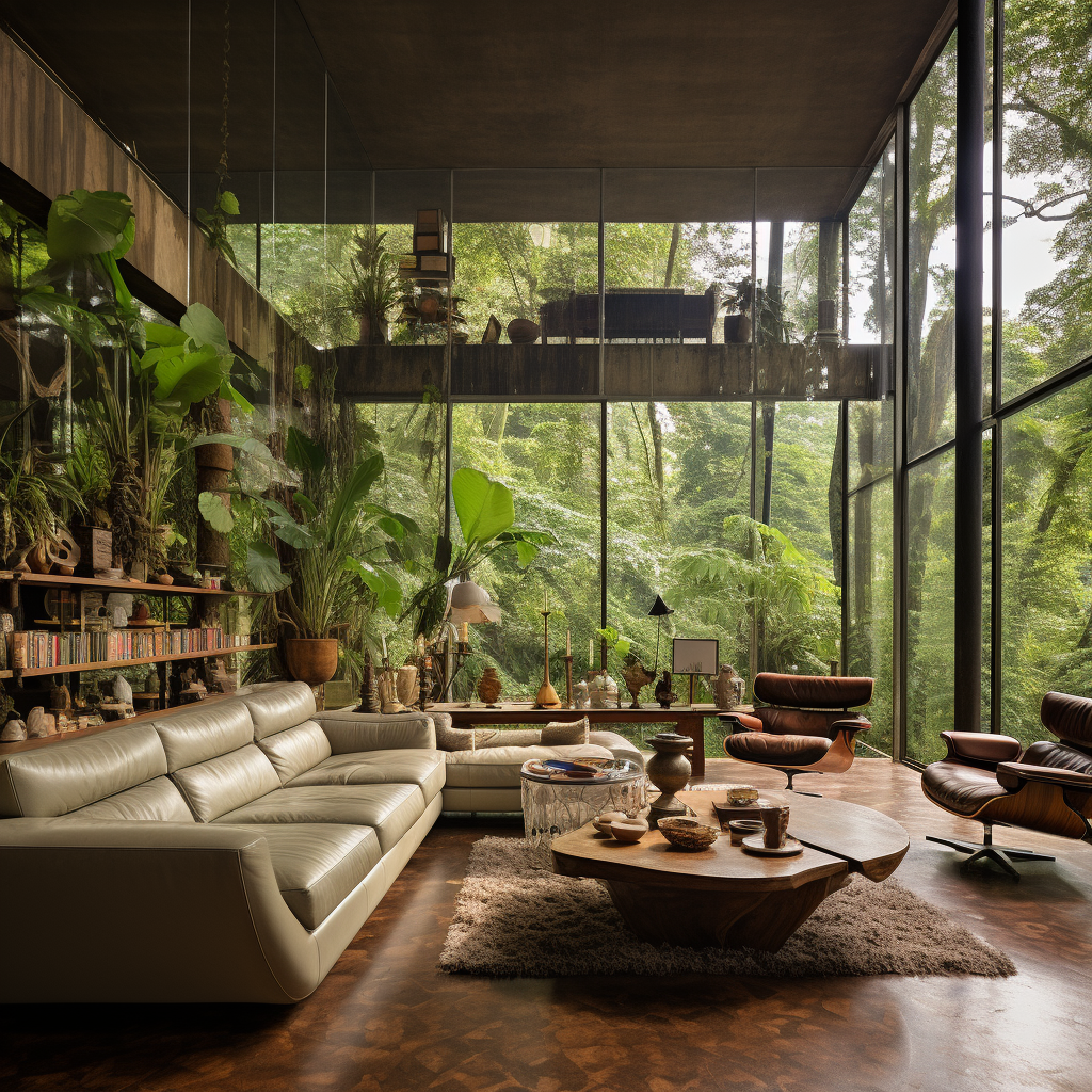 Beautiful rainforest living room interior