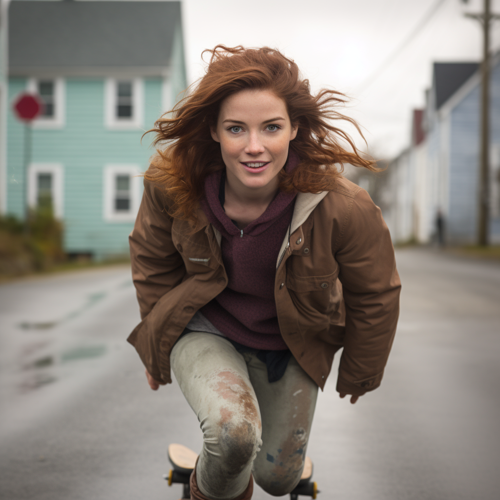 Young Irish woman skateboarding in Storybrooke