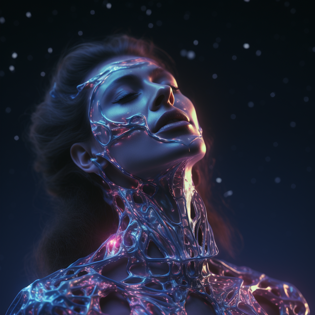 Detailed Hyperrealistic Cosmic Body in Retro 80s Colors