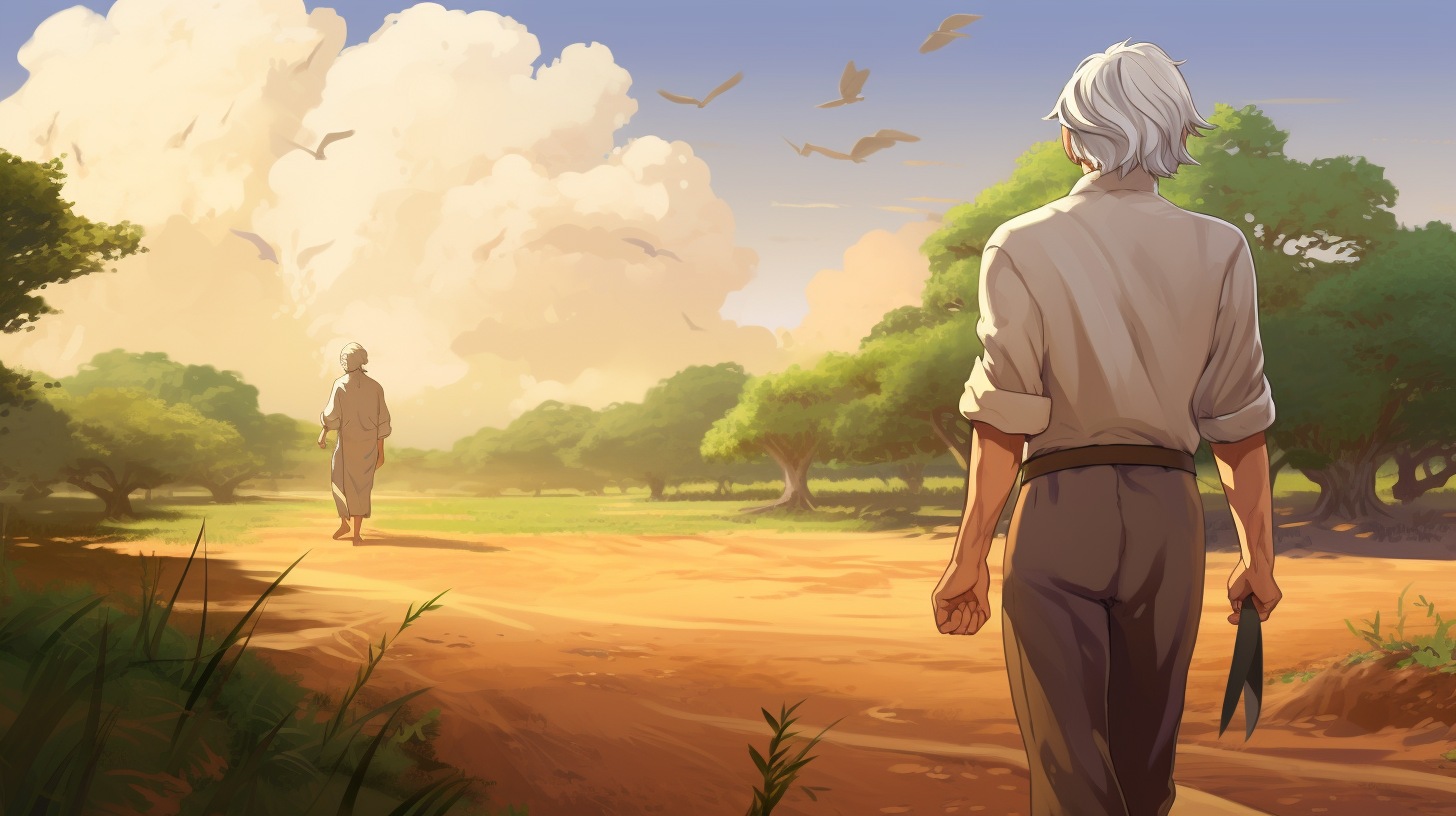 Wise Grandfather in Ghibli Art Style