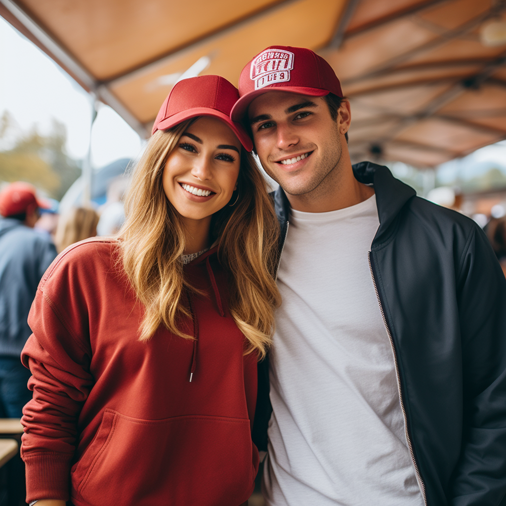 Couple fans having a blast while tailgating