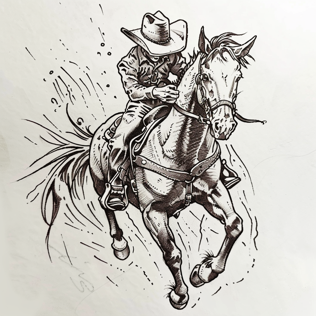 Simple Cowboy Bucking Horse Tattoo