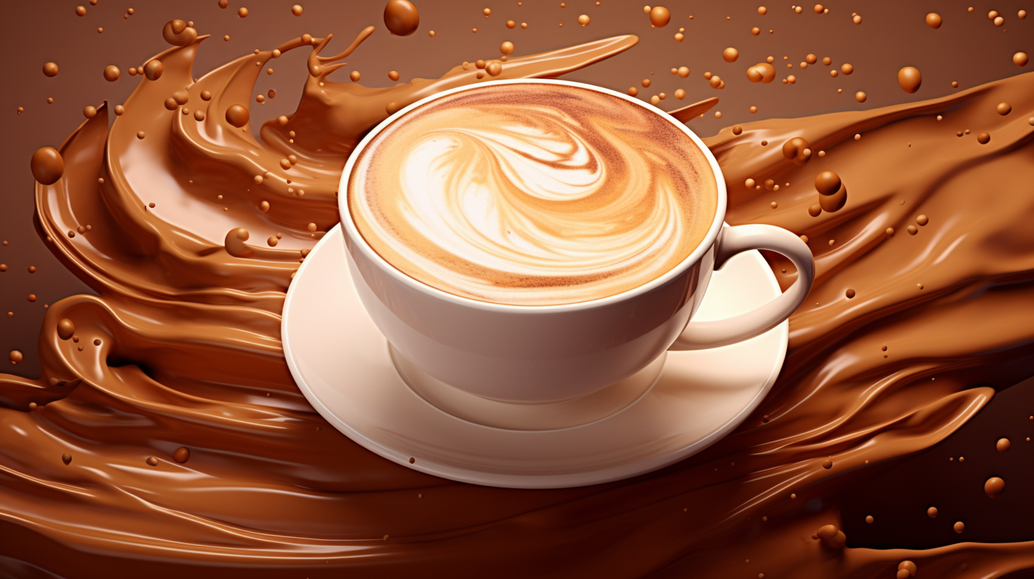 Creamy Cappuccino on Brown Streaked Background