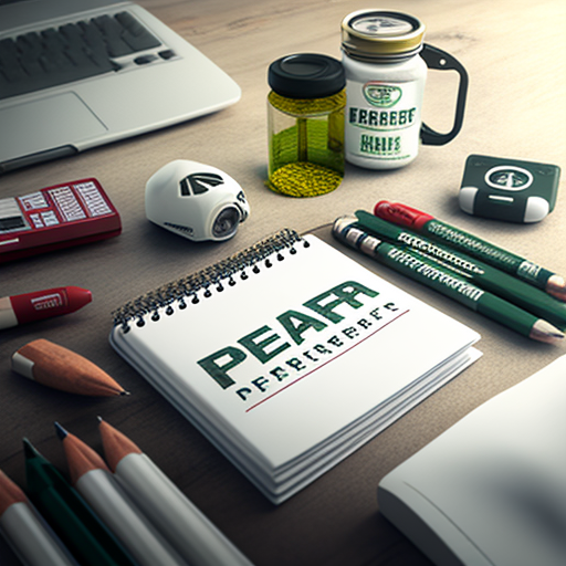 Image of stationary items with brand name Prepper neatly placed on a white study table