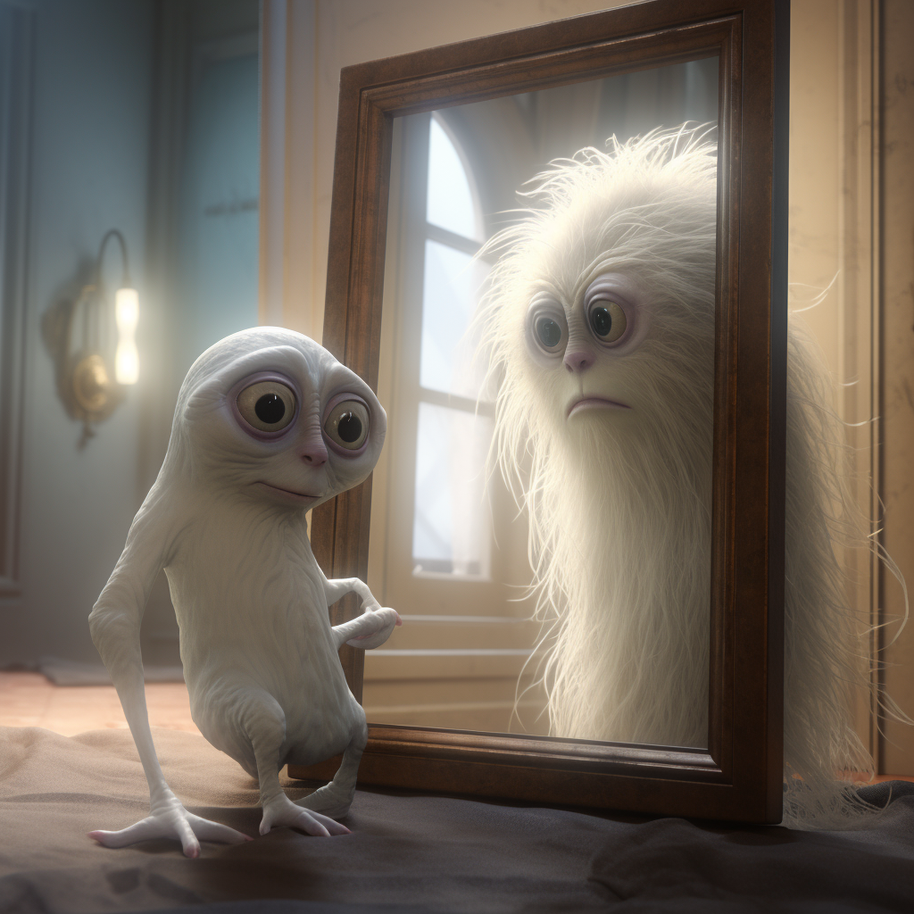 Creature Looking in Mirror CG Animated