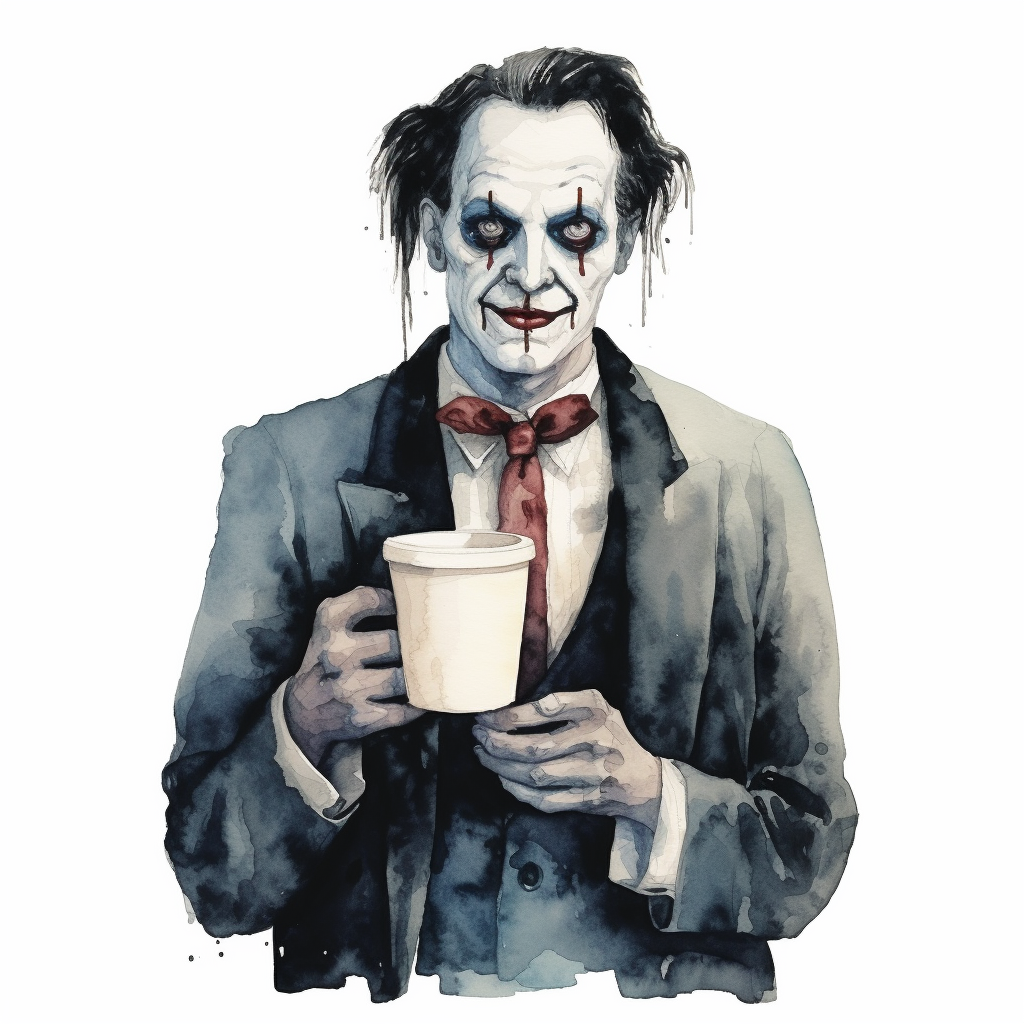 Creepy man with coffee cup