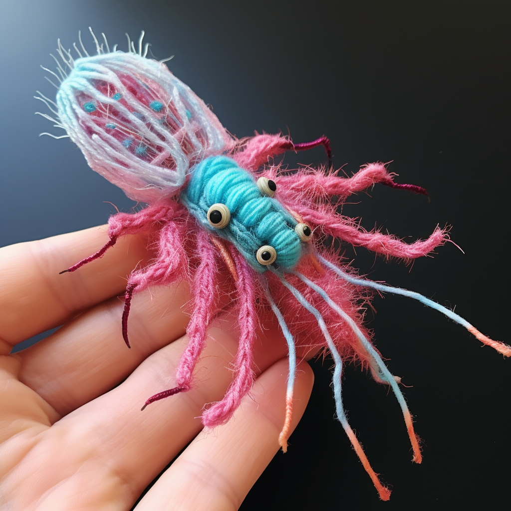 Vibrant crochet copepod showcasing creativity and skill