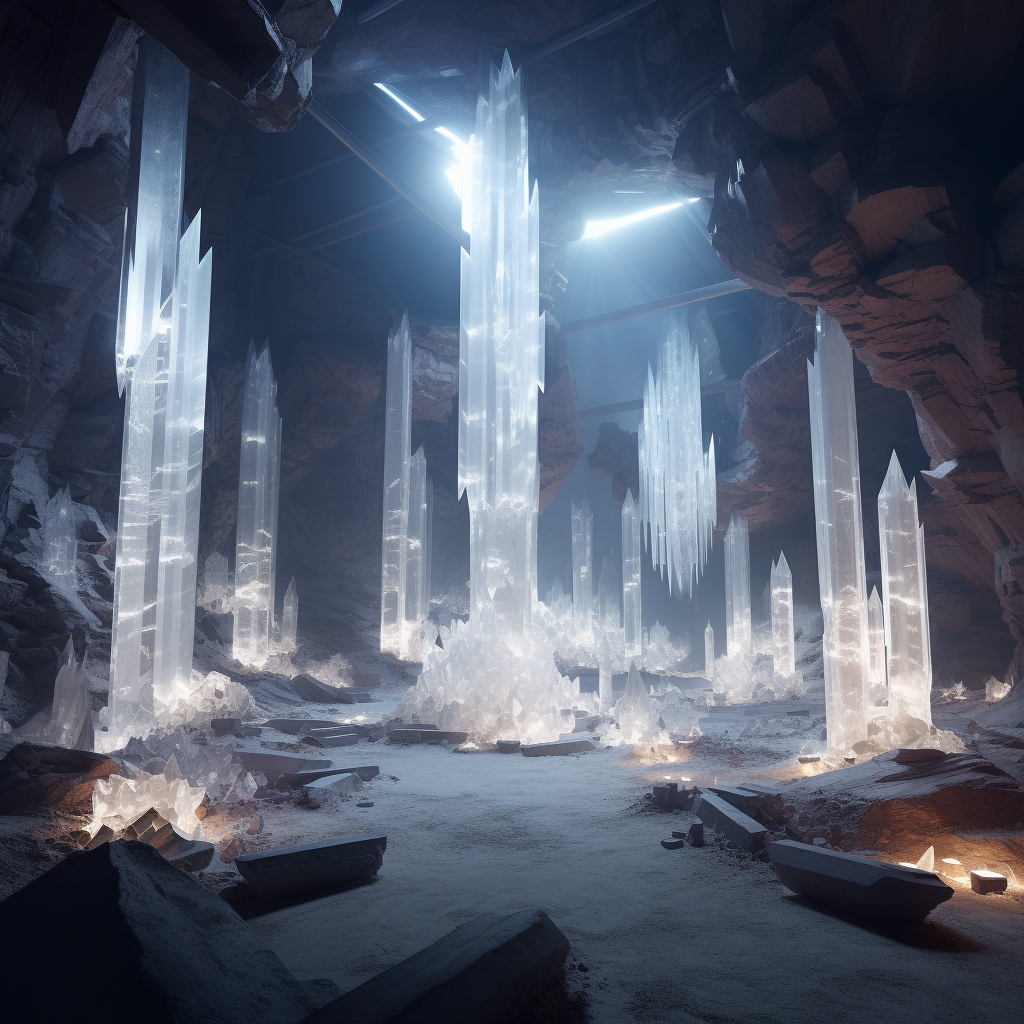 White crystal mine pillars