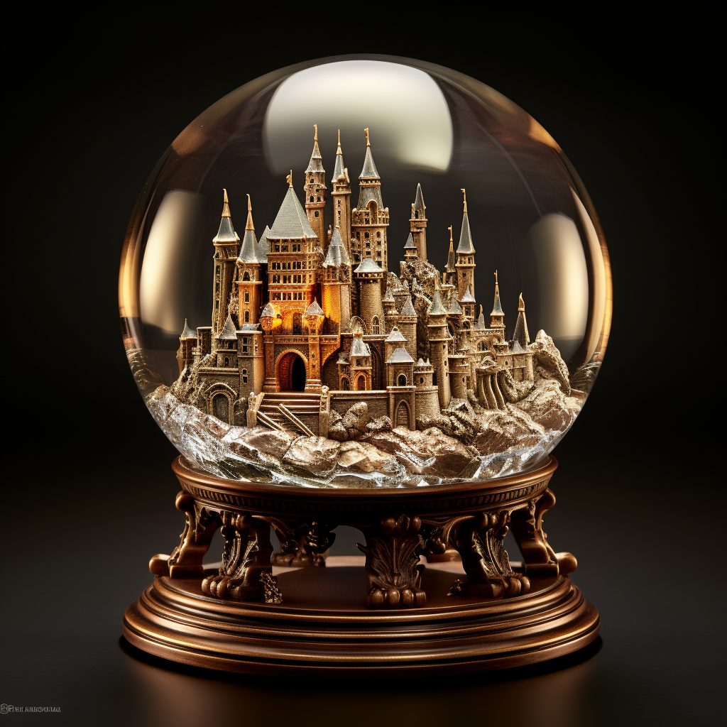 Detailed crystal orb with fantasy kingdom