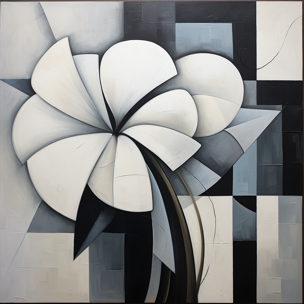 Cubist flower artwork on white background