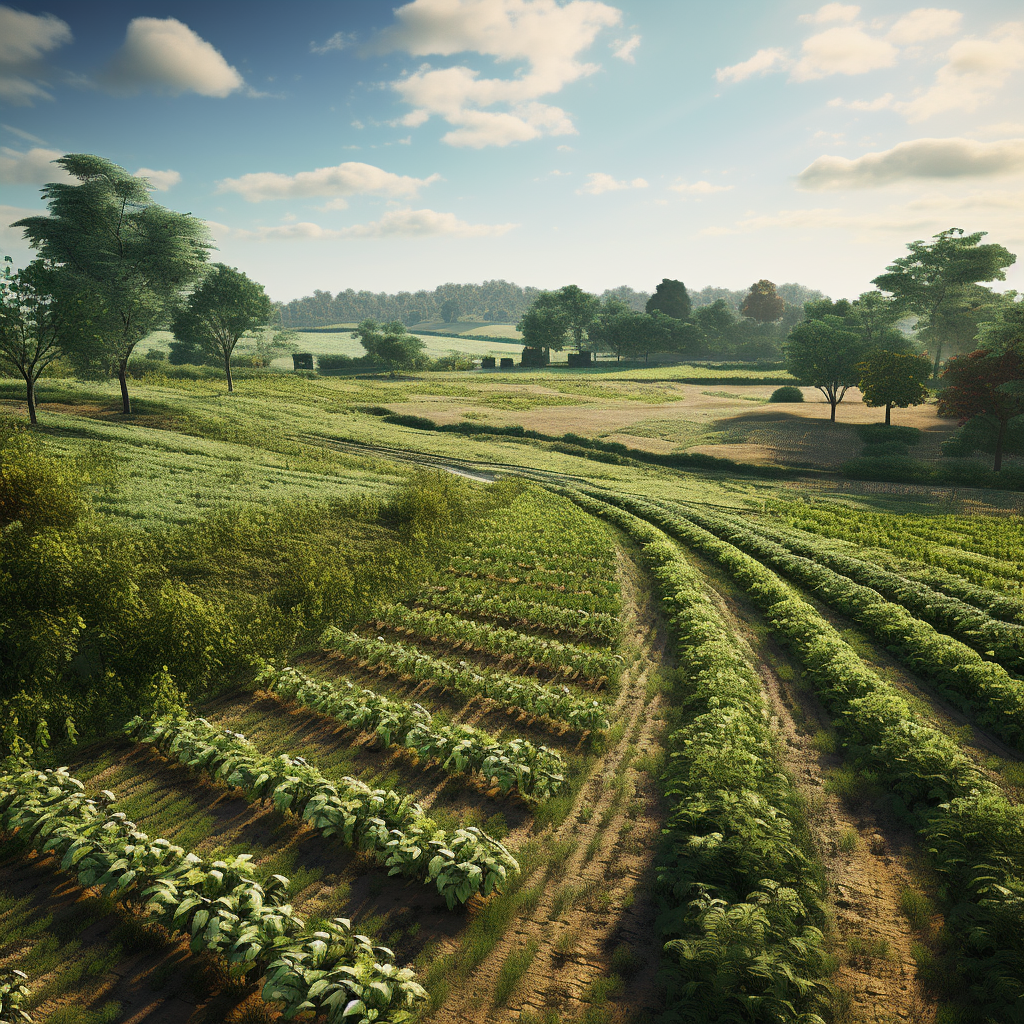 Texture map of cultivated fields with hedgerows