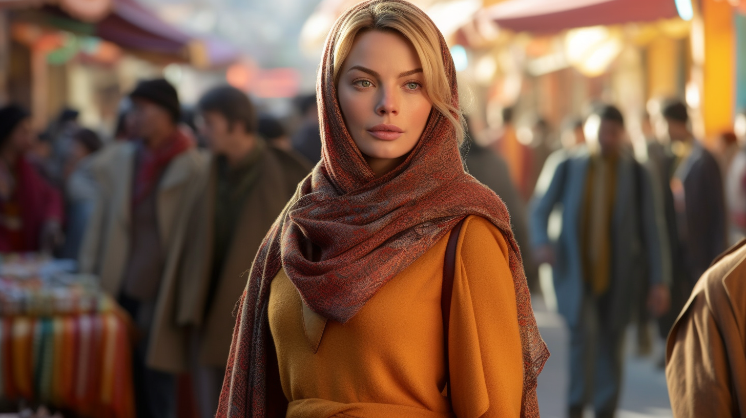 Margot Robbie in Iranian Market Fashion