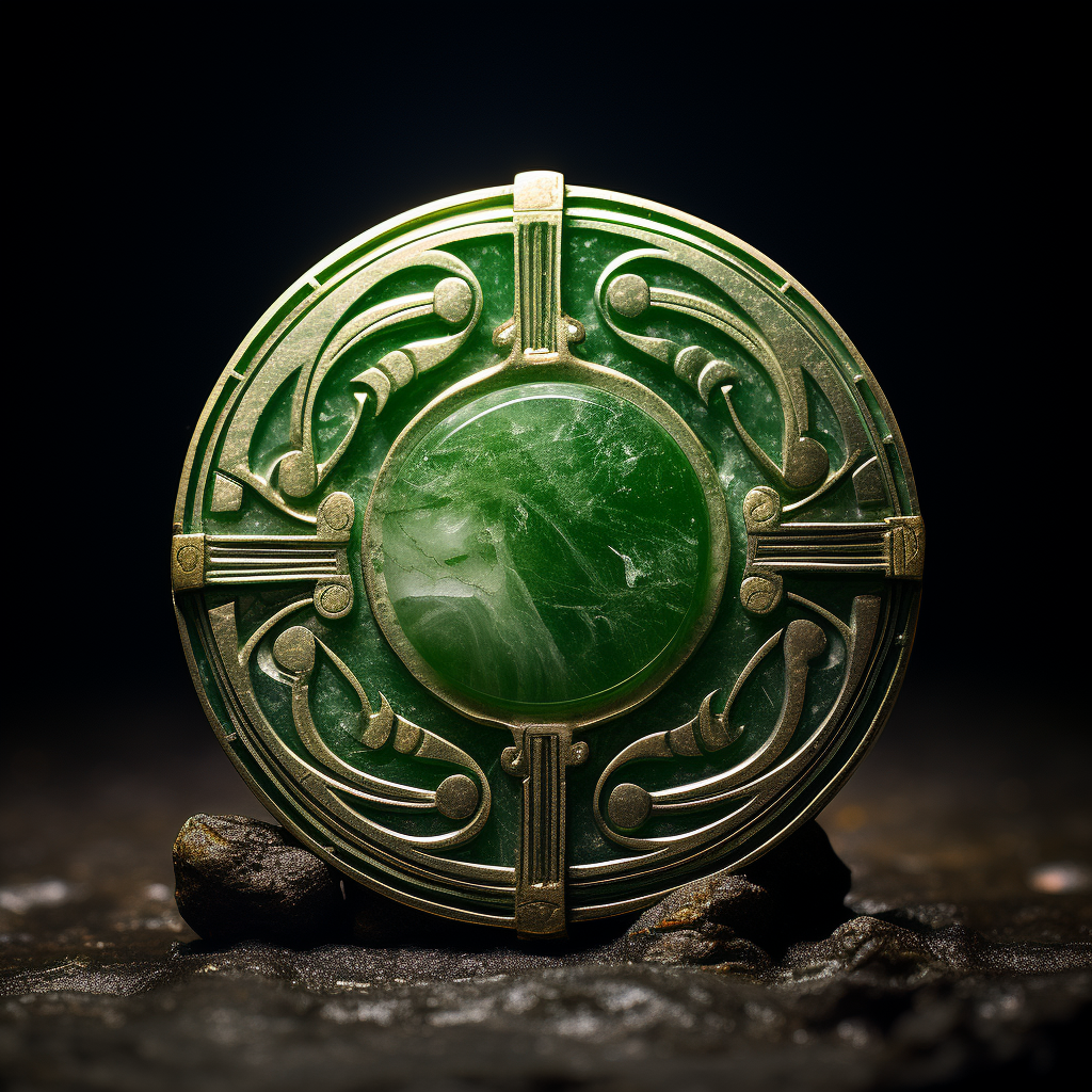 Jade coin with intricate design