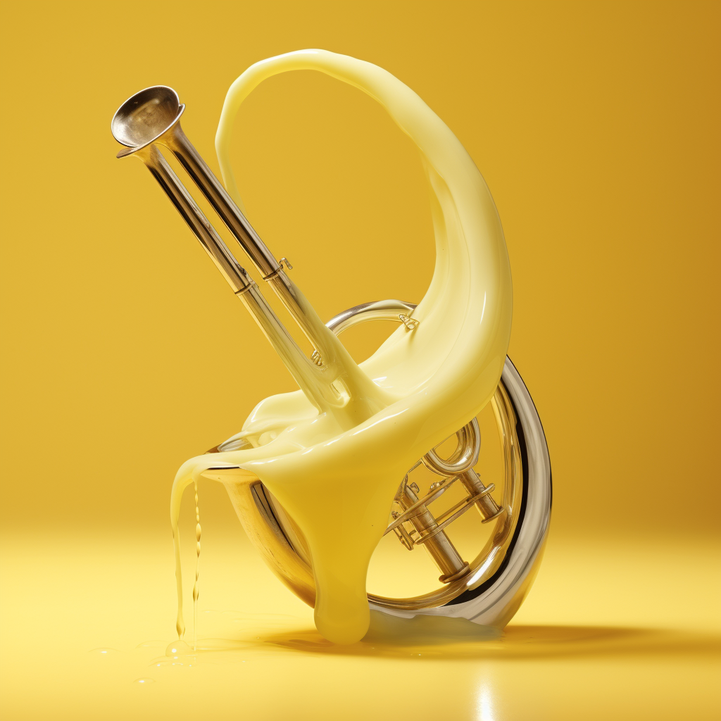 Curved trombone with custard