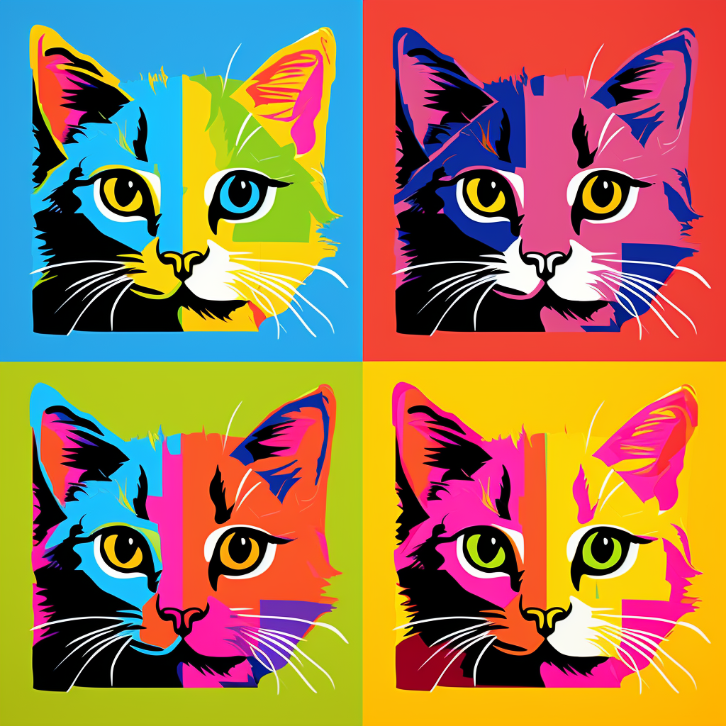 Cute cat in futurist pop art style