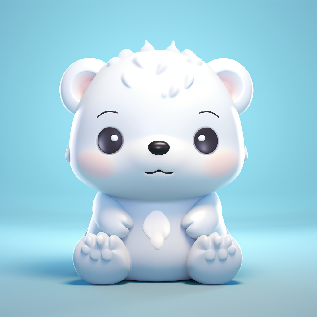 Cute polar bear sculpture with big head and big eyes