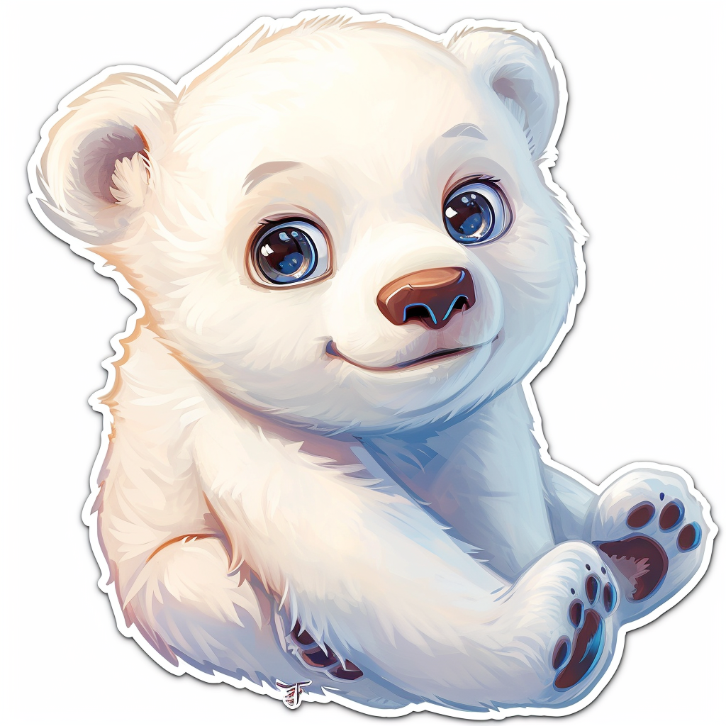 Sticker of a cute baby polar bear