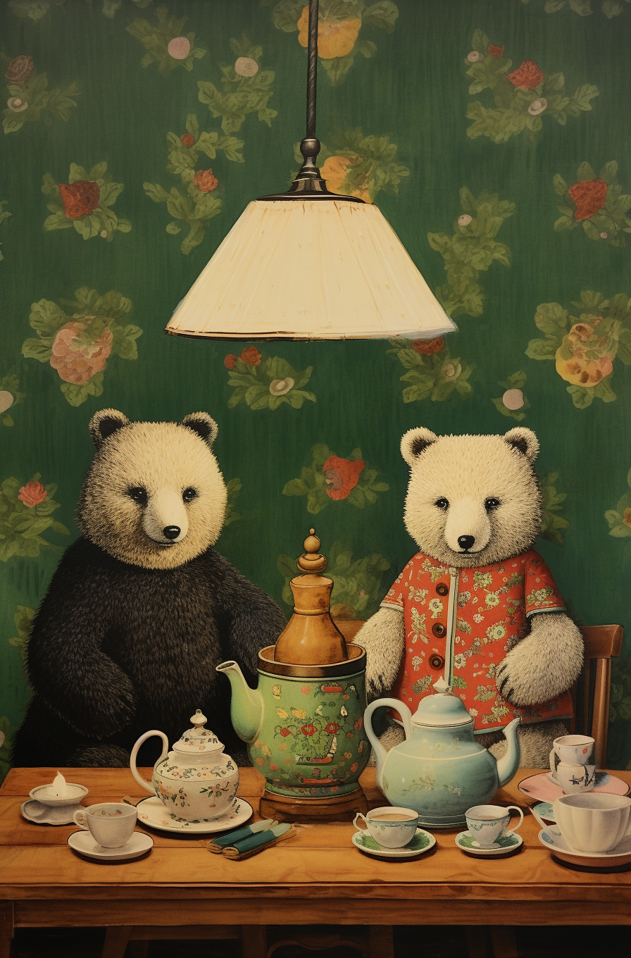 Adorable bear family art prints