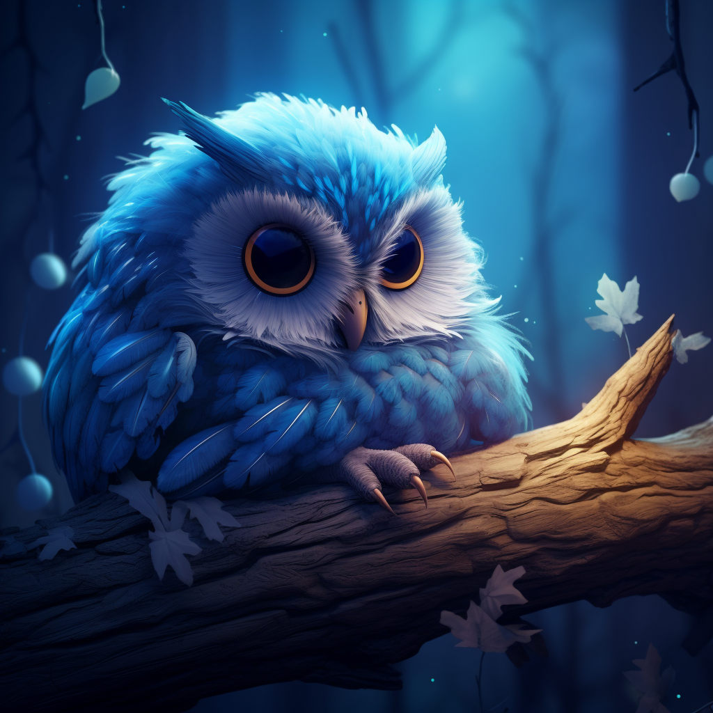 cute blue owl lying profile