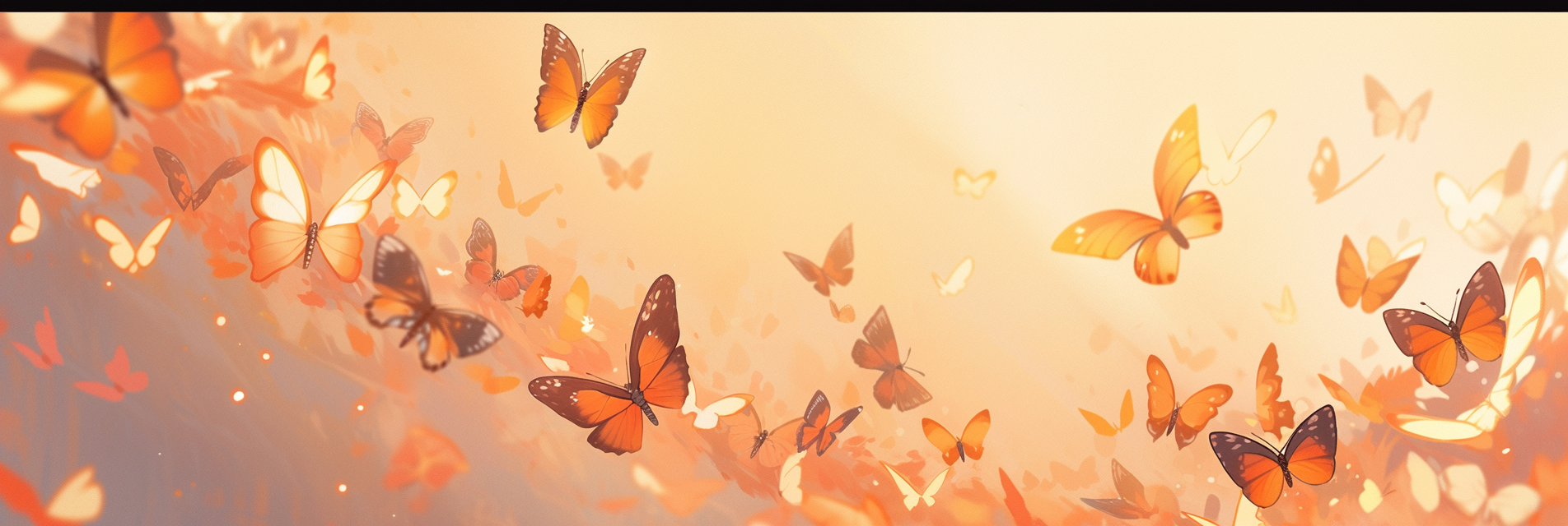 Beautiful butterflies with orange wings flying