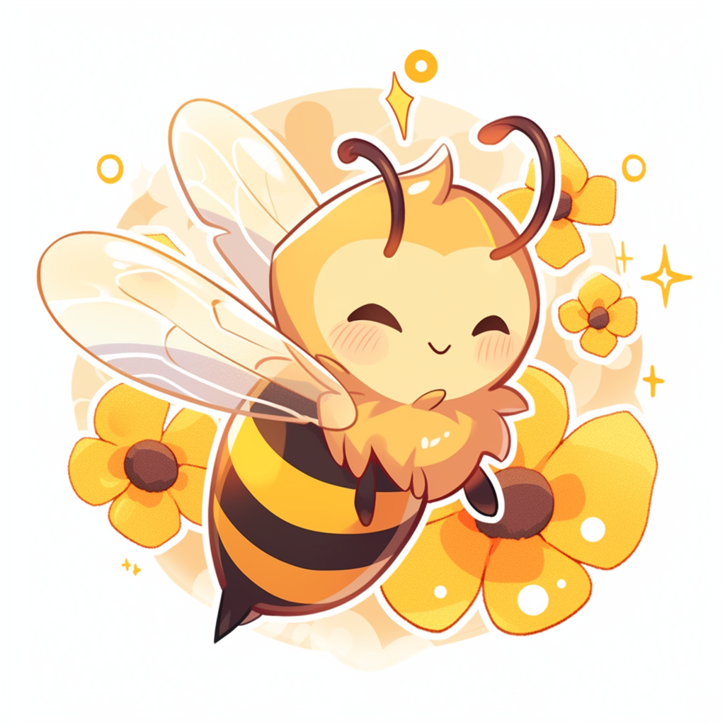 Cute cartoon honey bee sticker