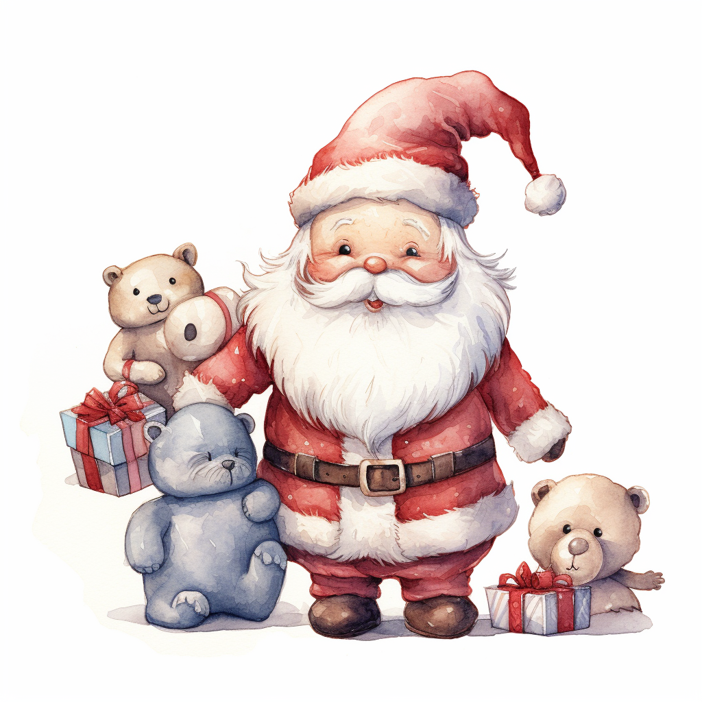 Cartoon Santa Showing Toys