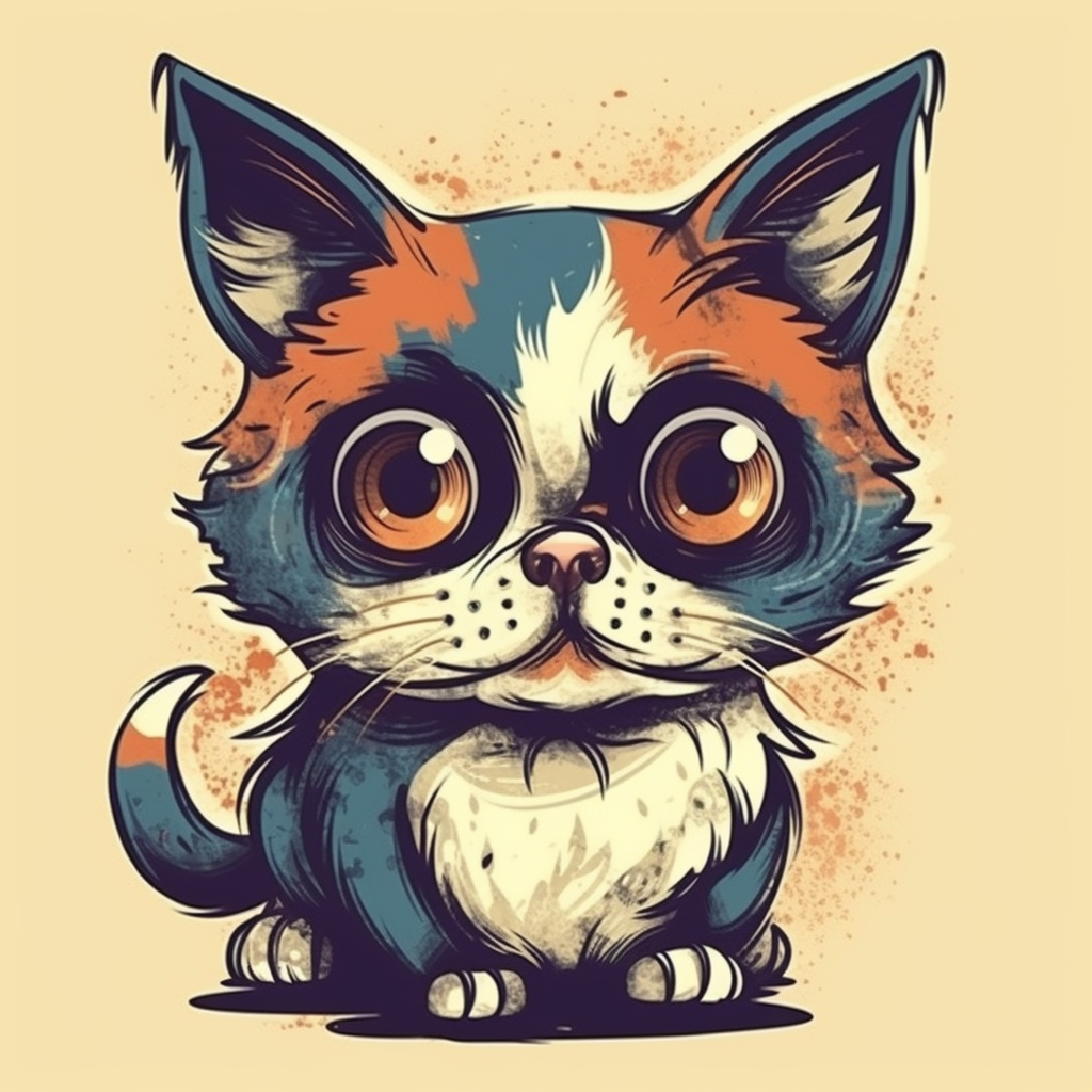 Cute cat with big eyes logo