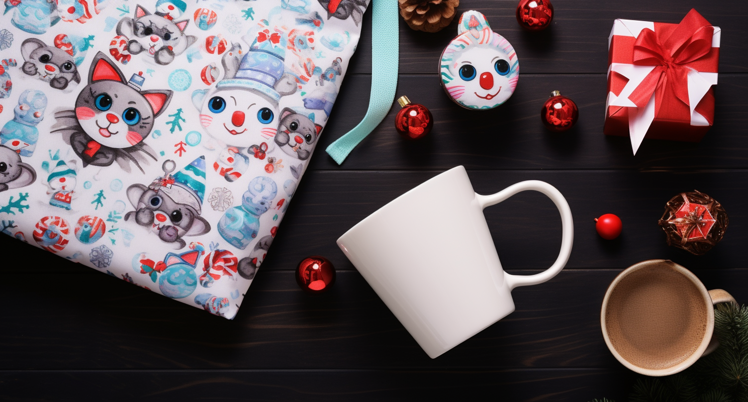 Colorful Christmas-themed sublimation products