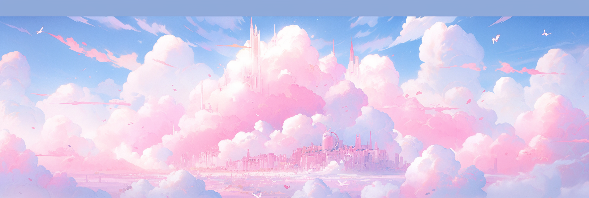 Cute cloud landscape in angelic pink colors