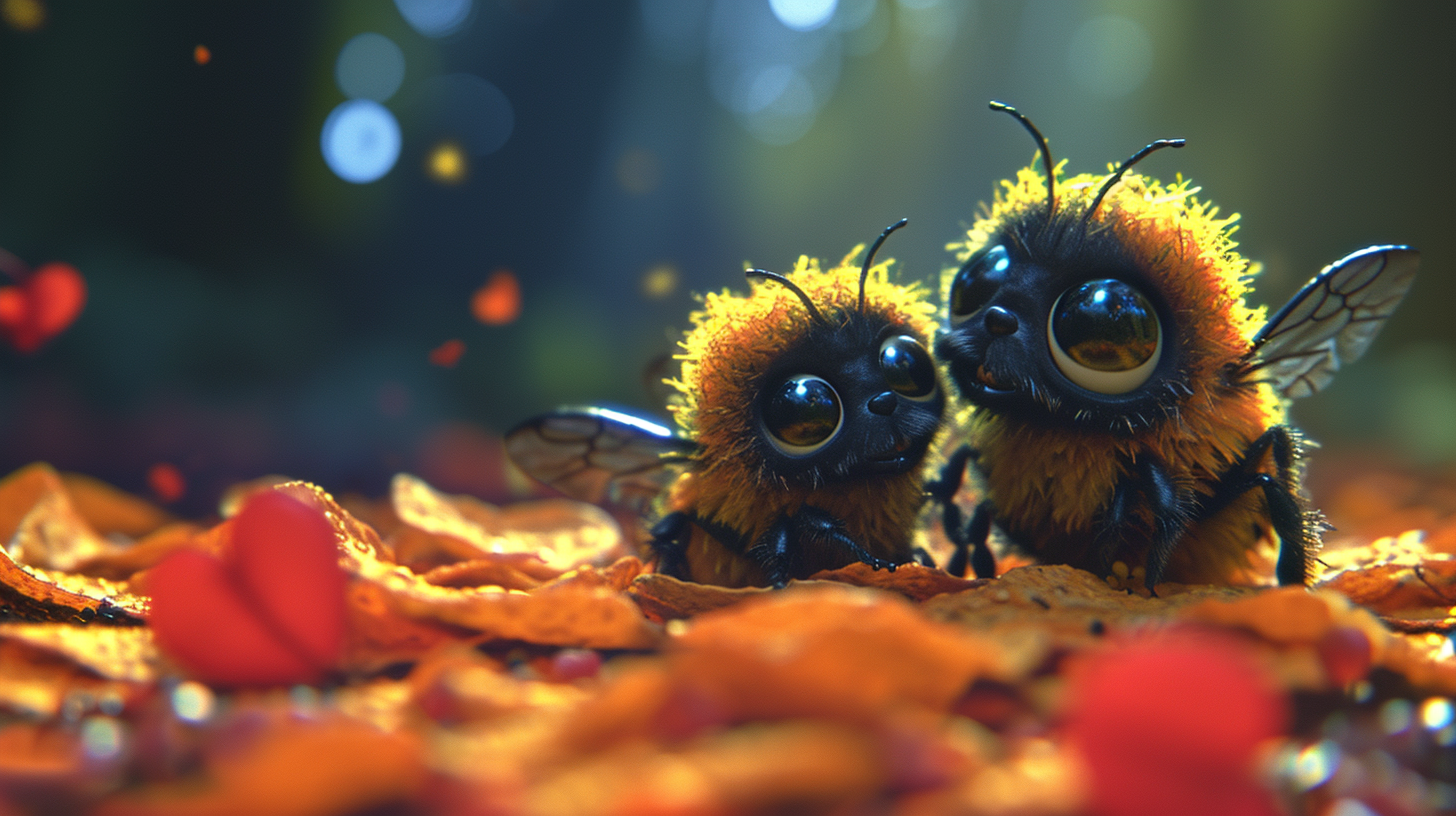 Cute Furry Baby Bees Cuddling in Nacho Land