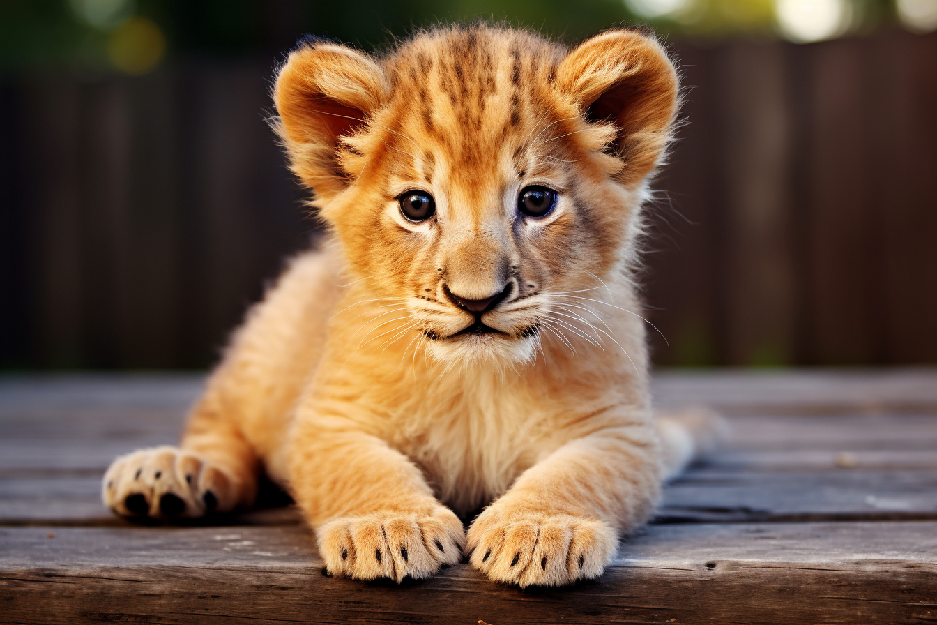 Adorable golden lion with a cute expression