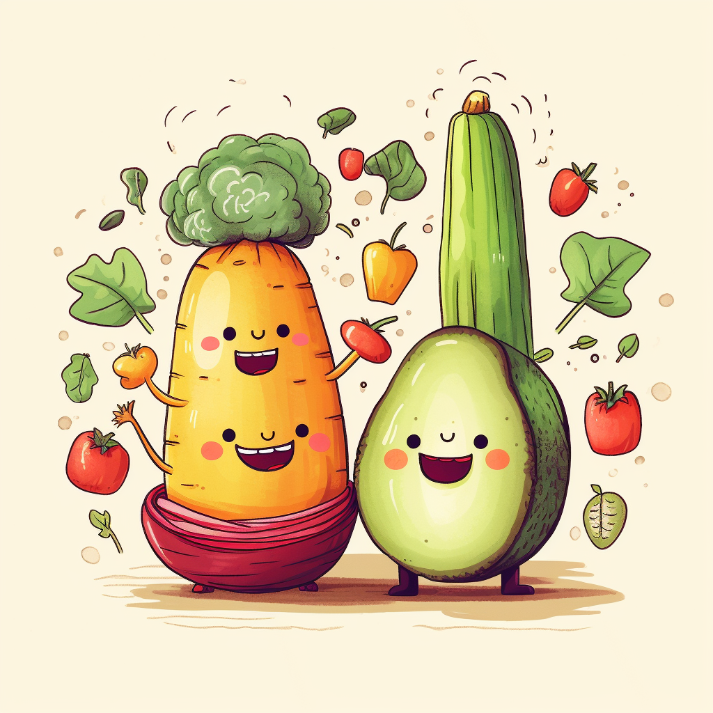 Adorable Hipster Veggies and Fruit