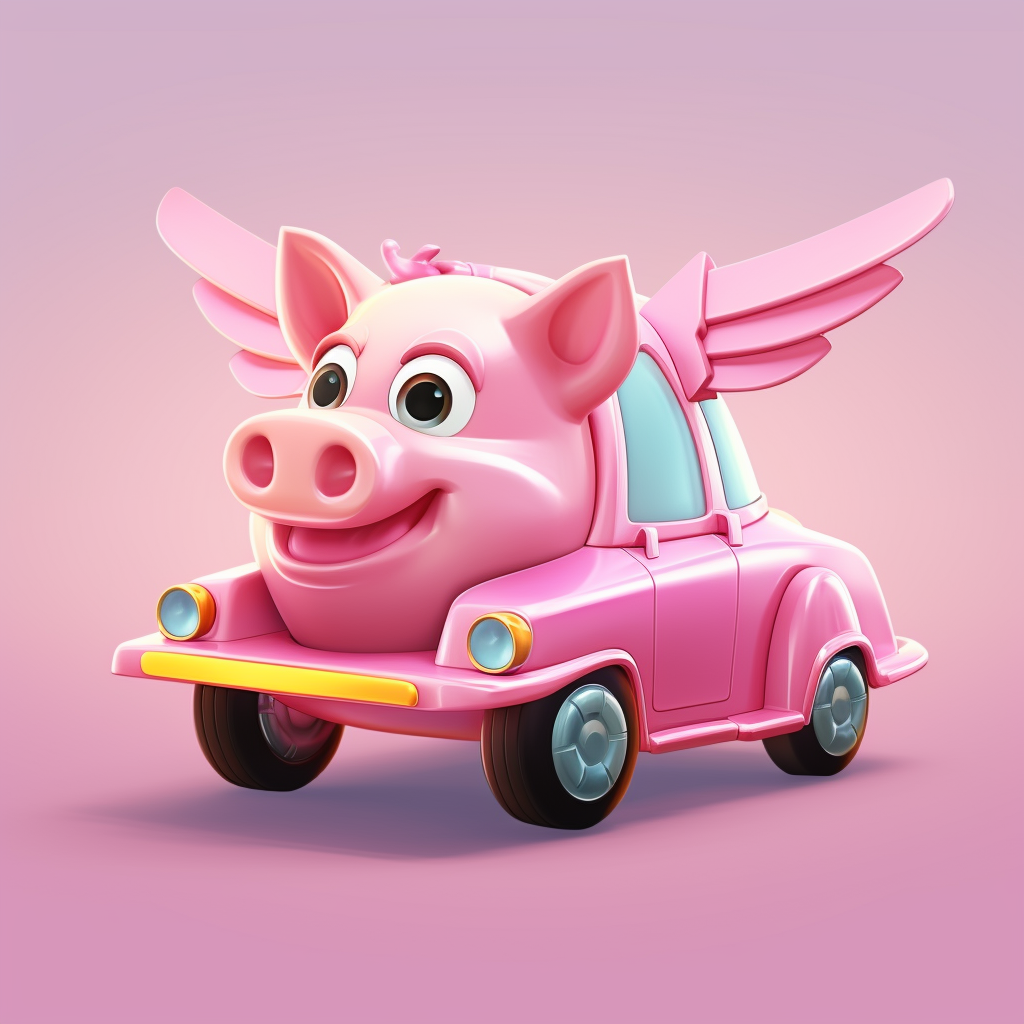 Adorable Pig Car with Wings